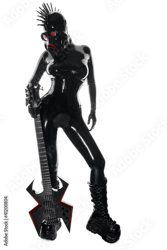 Photo: Heavy Rubber Black Latex Fetish GasMask Girl Rock Guitar Heavy Rubber Black Latex Fetish GasMask Girl Rock Guitar