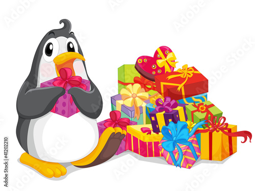 Vector: Penguin with gifts Penguin with gifts
