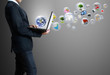 Business man  with laptop .Elements of this image furnished by N