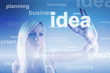 Business concept - girl with screen