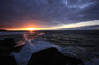 Waves hitting the coastline in Tenerife at sunset Waves hitting the coastline in Tenerife at sunset