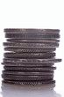 ancient silver coins on the white background