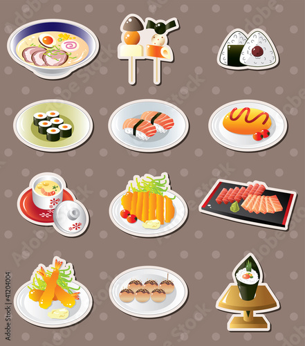 Vector: cartoon Japanese food stickers cartoon Japanese food stickers
