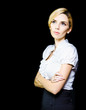 Thinking Business Woman Looking Onto Corporate Copyspace