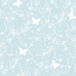 seamless blue seasonal floral background with butterflies