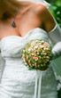 Wedding dress and accessories on a bride