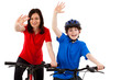 Cyclists isolated on white background Cyclists isolated on white background