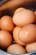 brown eggs in a pan