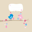 2 Birds With Gifts On Tree Hanging Gifts Speech Bubble