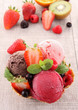 scop of ice cream and berries