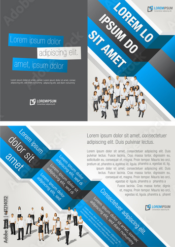 Vector: Blue template for advertising brochure with business people Blue template for advertising brochure with business people