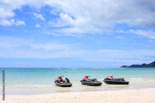 Photo: water scooter on the beach. Koh Samui,Thailand water scooter on the beach. Koh Samui,Thailand