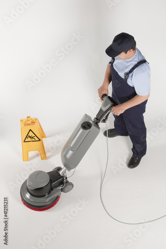 Photo: cleaning floor with machine cleaning floor with machine