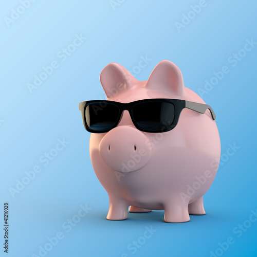 Illustration: Sparschwein mit Sonnenbrille Sparschwein mit Sonnenbrille
