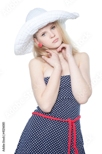 Photo: Portrait of a beautiful girl in a summer hat Portrait of a beautiful girl in a summer hat