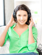 happy teenage girl in big headphones