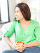 lovely woman with mug