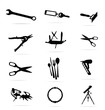 Vettoriale: black silhouettes of tools symbols set black silhouettes of tools symbols set