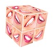 Woman smile cube collage.