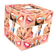 Woman smile cube collage.