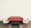 minimal modern interior couch and armchair