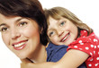 mother and daughter portrait on white background mother and daughter portrait on white background