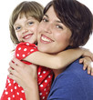 mother and daughter portrait close up
