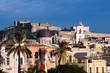 View from sea of Milazzo town in Sicily, Italy