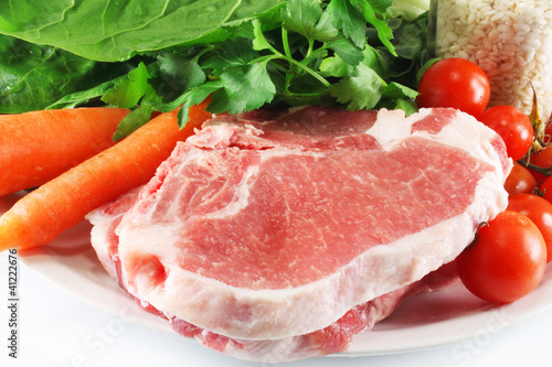 Photo: Meat, rice and vegetables Meat, rice and vegetables