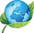 Earth with green leaf