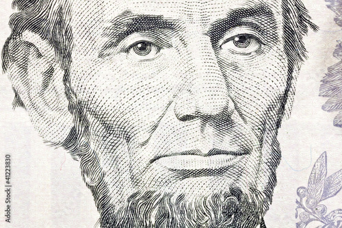 Photo: Honest Abe Lincoln Macro Close Up US Five Dollar Bill Honest Abe Lincoln Macro Close Up US Five Dollar Bill