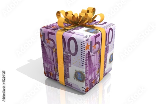 Illustration: 500 Euro Geschenk, Schleife Gold 500 Euro Geschenk, Schleife Gold