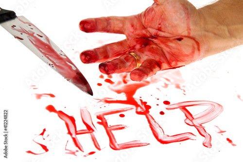 Photo: Messer mit Blut. Kriminalität. Tatwaffe eines Mord Messer mit Blut. Kriminalität. Tatwaffe eines Mord