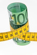 Symbol Sparpaket mit Euro Geldschein und Massband