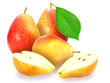 Fresh orange pears with green leaf