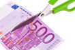 Euro Geldscheine und Schere Euro Geldscheine und Schere