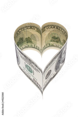 Photo: Dollar Geldschein in Herzform Dollar Geldschein in Herzform