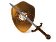 broken shield and sword