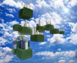 Illustration: Future sky city in the sky. Future sky city in the sky.