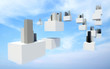 Illustration: Future sky city in the cloudy sky. Future sky city in the cloudy sky.