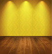 Lightened room with a wooden floor