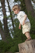boy on tree trunk
