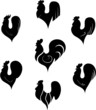 The black stylized cocks on a white background