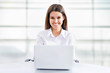 Business woman working on laptop