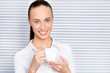 Woman with cupcake