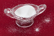 Cut glass bowl full of table salt
