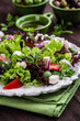 Mediterranean-style salad with feta and green olives