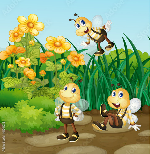 Vector: Bee in garden Bee in garden