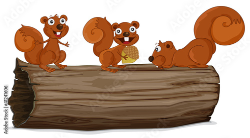 Vektor: Squirrels on a log Squirrels on a log