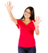Woman with hands open